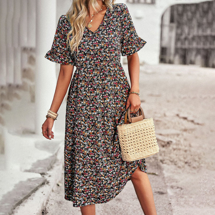 Damen Sommer Blumen Kleid | Midi