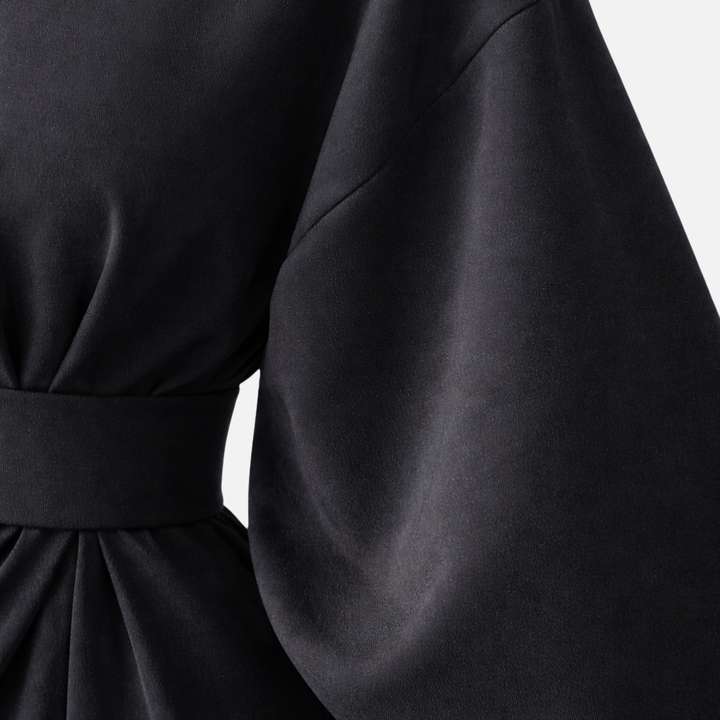 Damen Kleid mit Laternenärmeln und Taillengürtel