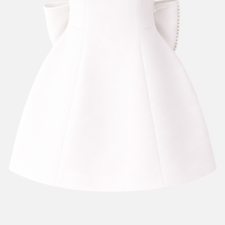 Damen Mini Kleid mit Perlenbesatz und Rückenschleife