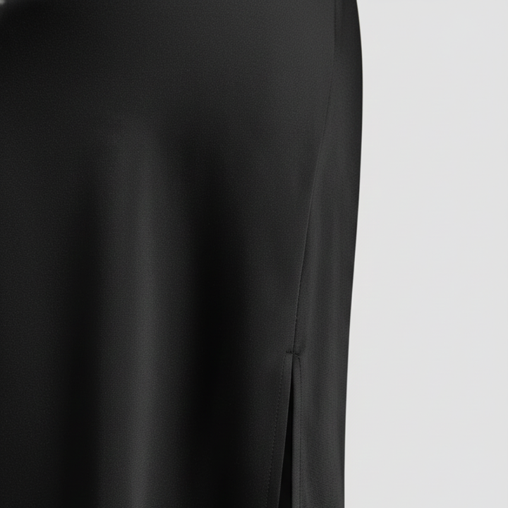 Damen Satin Maxi Kleid mit Seitenschlitz