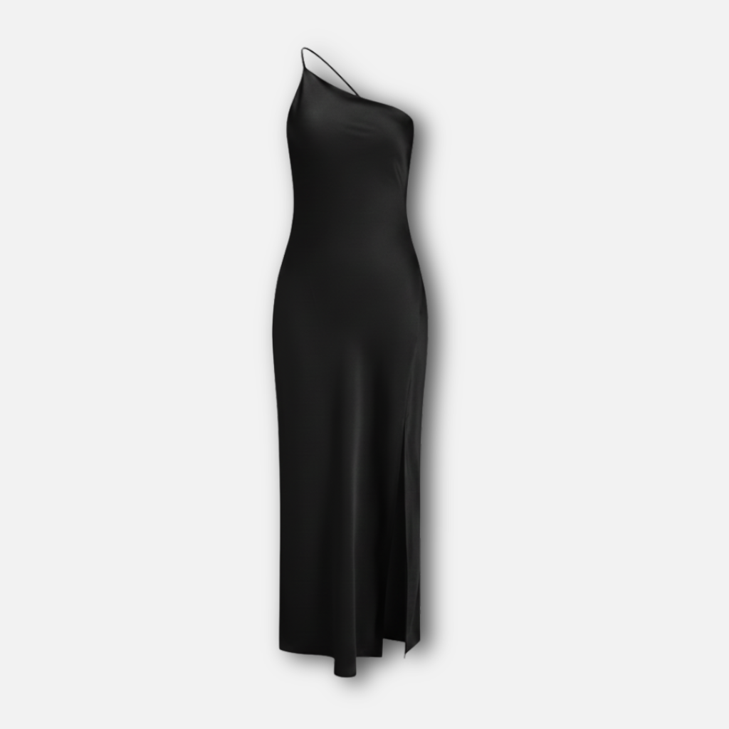 Damen Satin Maxi Kleid mit Seitenschlitz