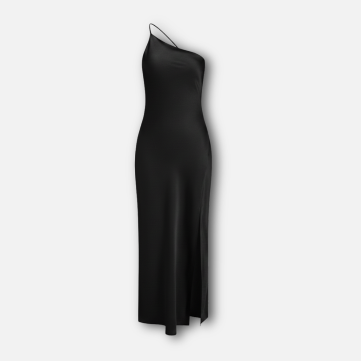 Damen Satin Maxi Kleid mit Seitenschlitz