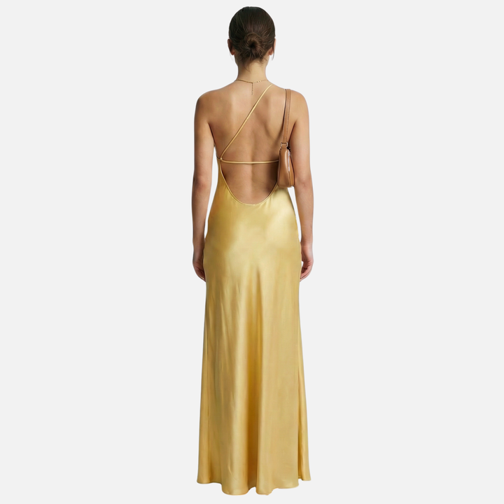Damen Satin Maxi Kleid mit Seitenschlitz