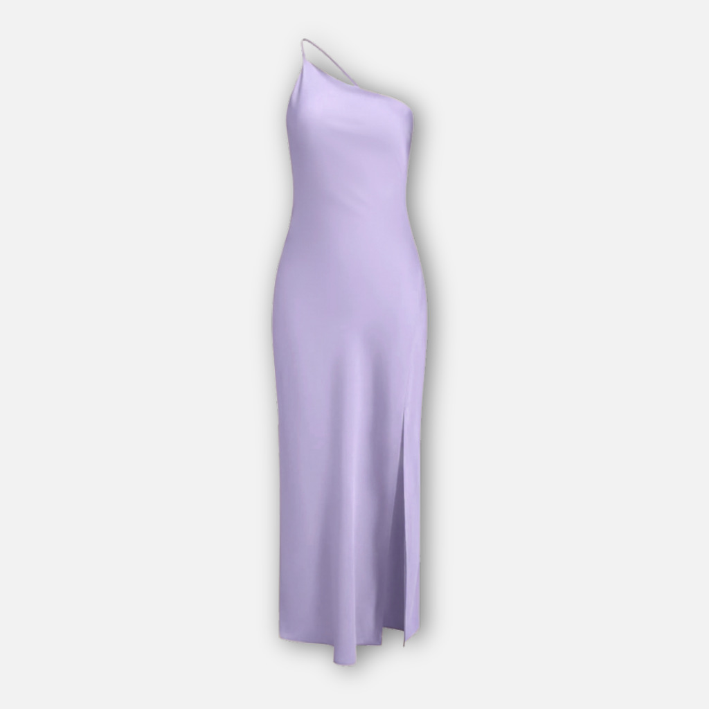 Damen Satin Maxi Kleid mit Seitenschlitz