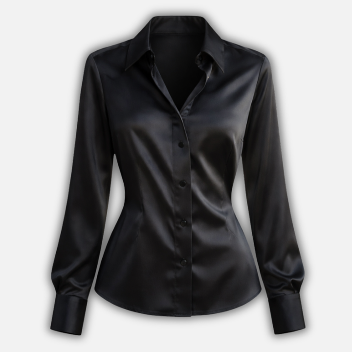 Damen Satinbluse mit langen Ärmeln