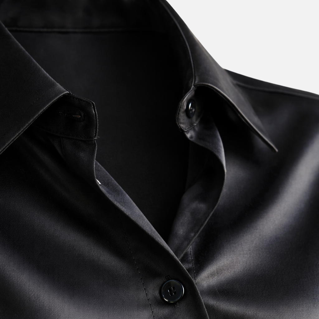 Damen Satinbluse mit langen Ärmeln