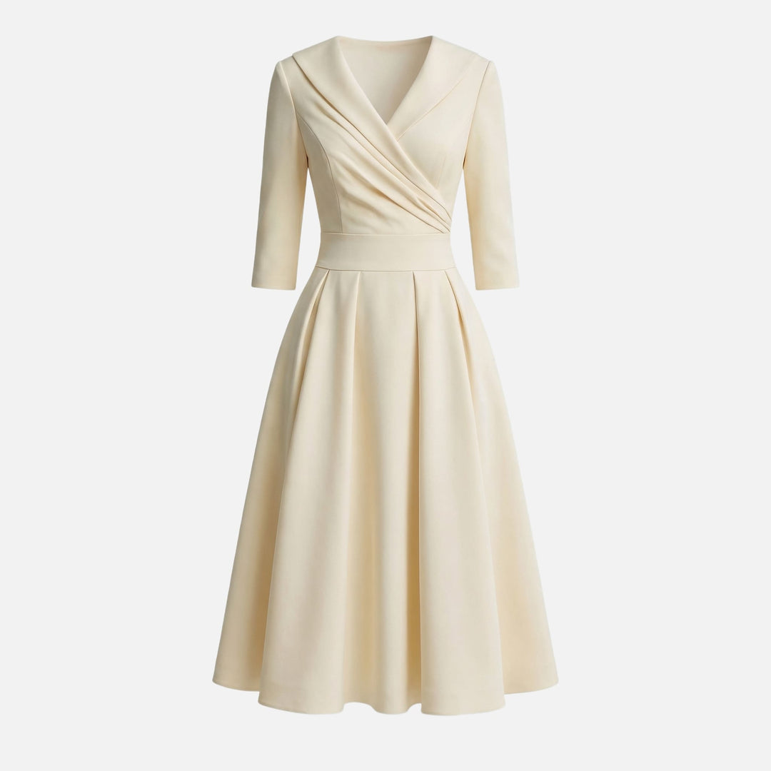 Damen-Midikleid aus gewebtem Satin – A-Linie mit Seitentaschen