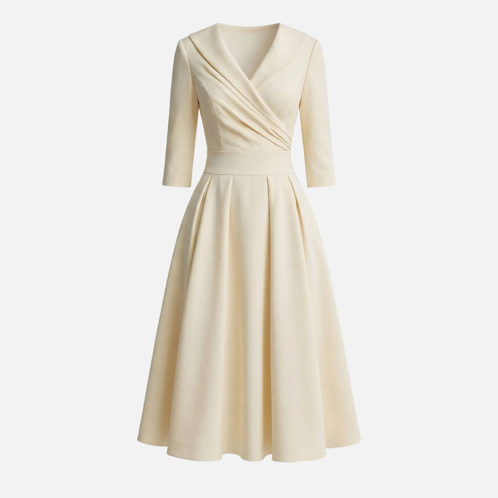 Damen-Midikleid aus gewebtem Satin – A-Linie mit Seitentaschen