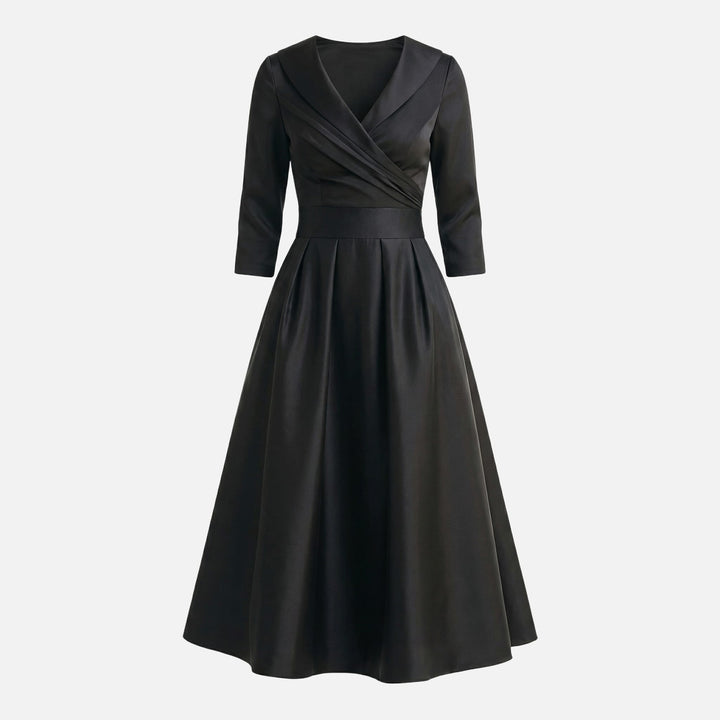 Damen-Midikleid aus gewebtem Satin – A-Linie mit Seitentaschen