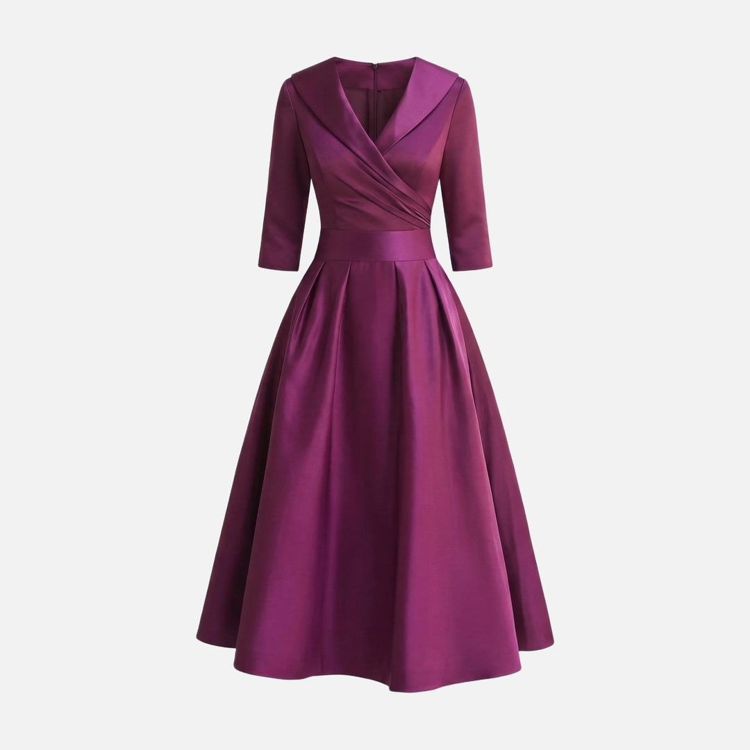 Damen-Midikleid aus gewebtem Satin – A-Linie mit Seitentaschen