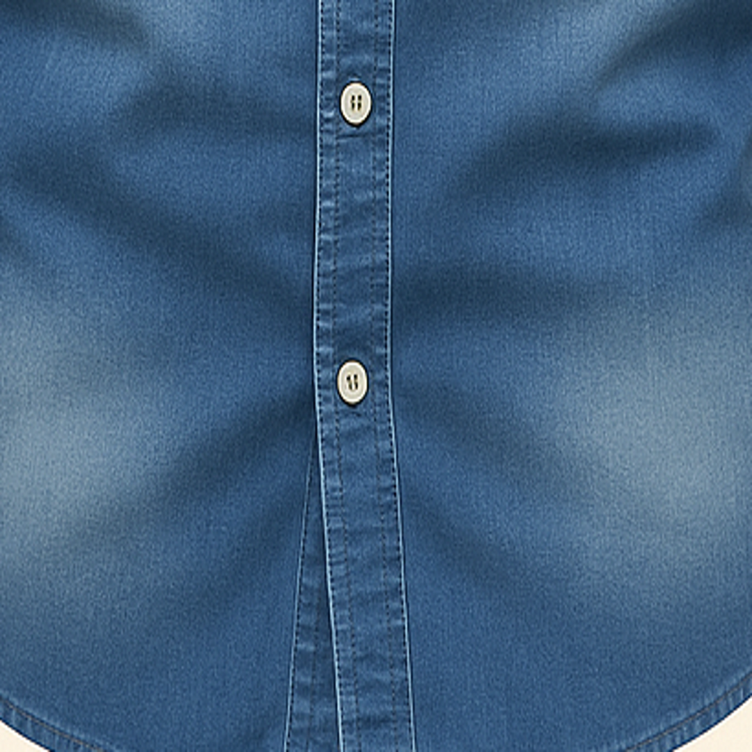 Denim Langarmhemd Knopfleiste mit Brusttaschen fuer Herren 6