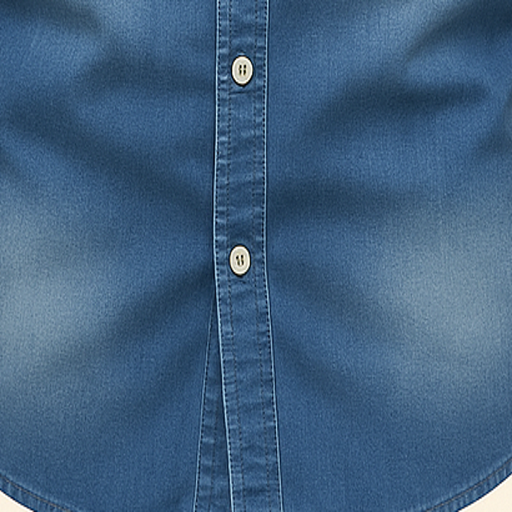 Denim Langarmhemd Knopfleiste mit Brusttaschen fuer Herren 6