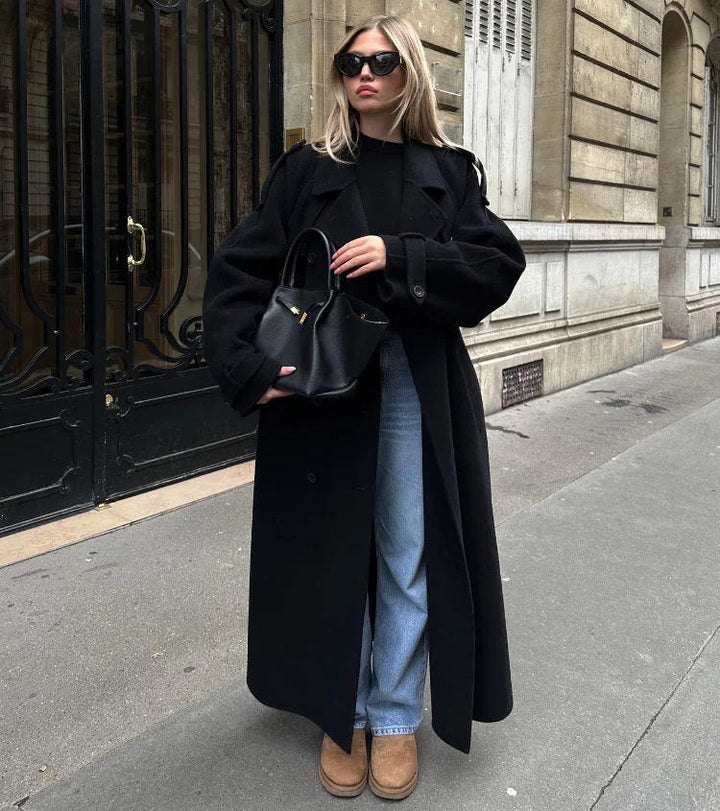 Double-Breasted Trench Coat für Damen – Gürtel & Reverskragen 1