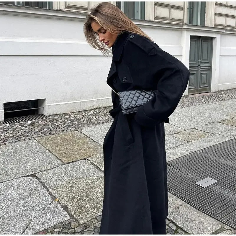 Double-Breasted Trench Coat für Damen – Gürtel & Reverskragen 2