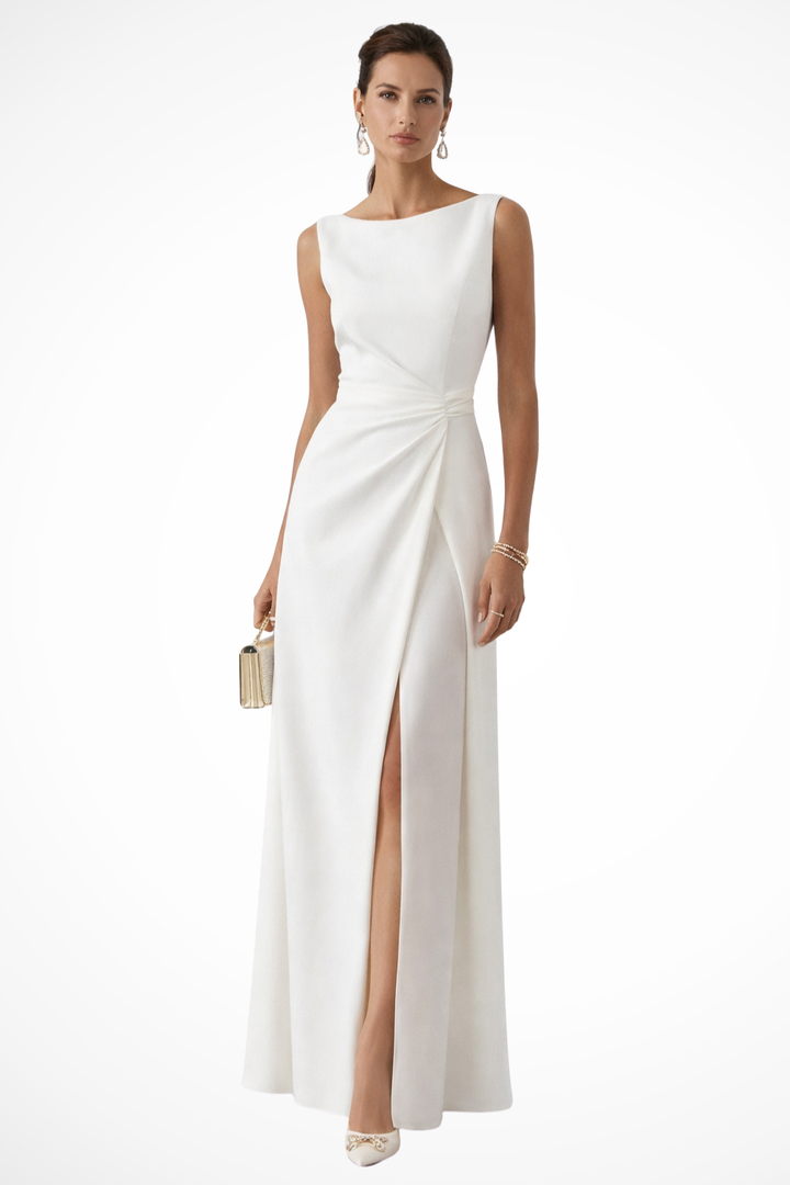 Drapiertes_Maxikleid_fur_Damen_Aermellos_mit_Taillenraffung_1