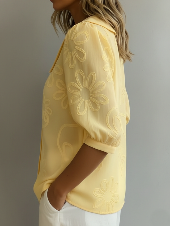 Elegante Florale Bestickte Bluse fuer Damen 2