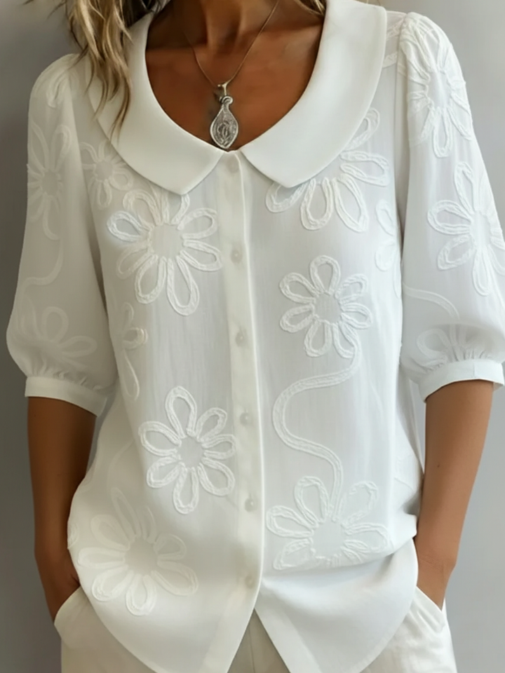 Elegante Florale Bestickte Bluse fuer Damen 3