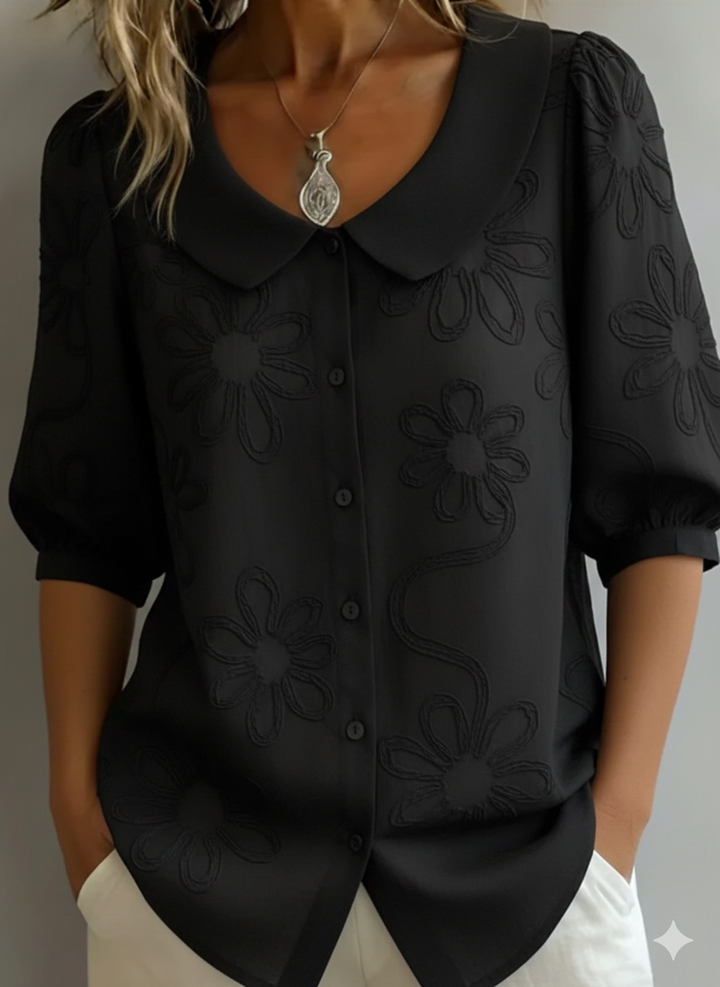 Elegante Florale Bestickte Bluse fuer Damen 4
