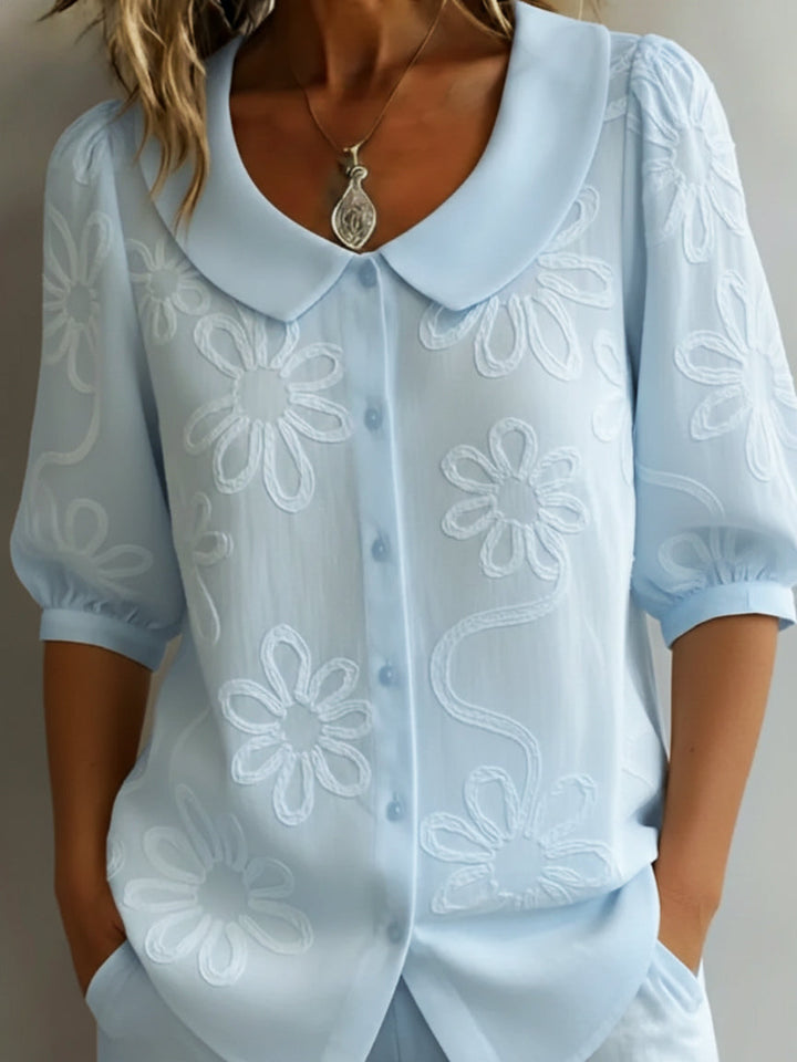 Elegante Florale Bestickte Bluse fuer Damen 5
