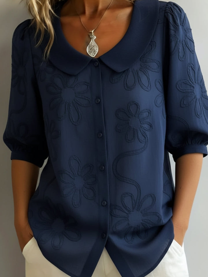 Elegante Florale Bestickte Bluse fuer Damen 6