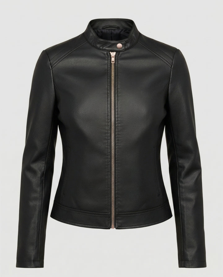 Elegante Lederjacke für Damen – Taillierter Schnitt und Reverskragen 3