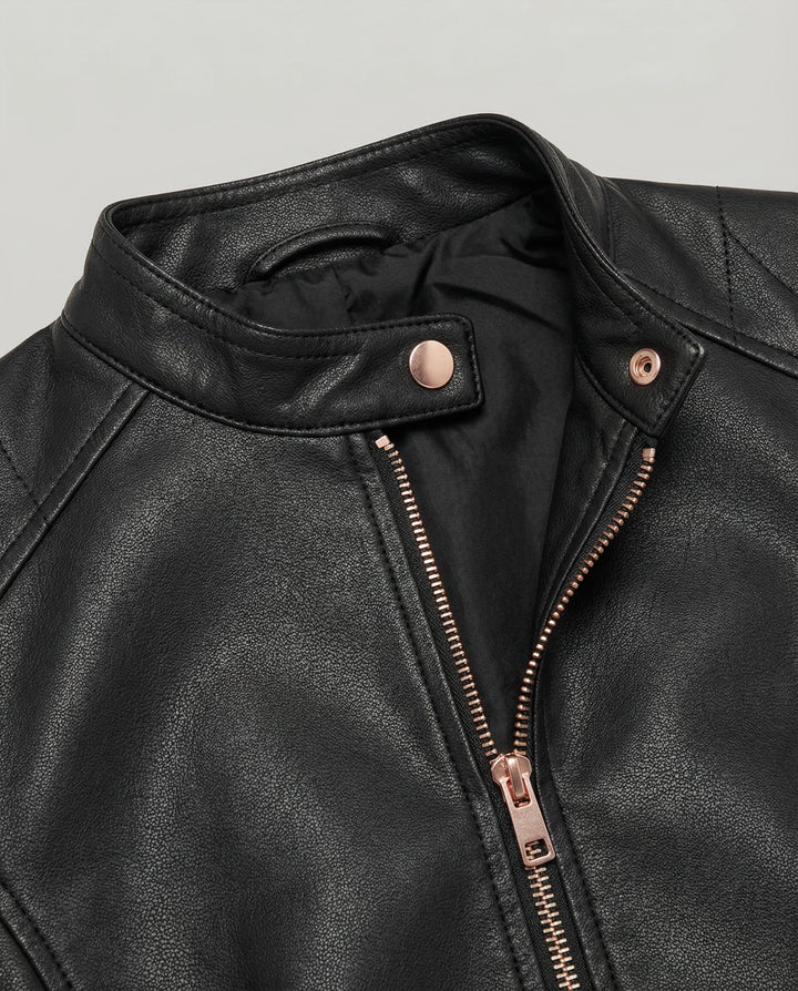 Elegante Lederjacke für Damen – Taillierter Schnitt und Reverskragen 5