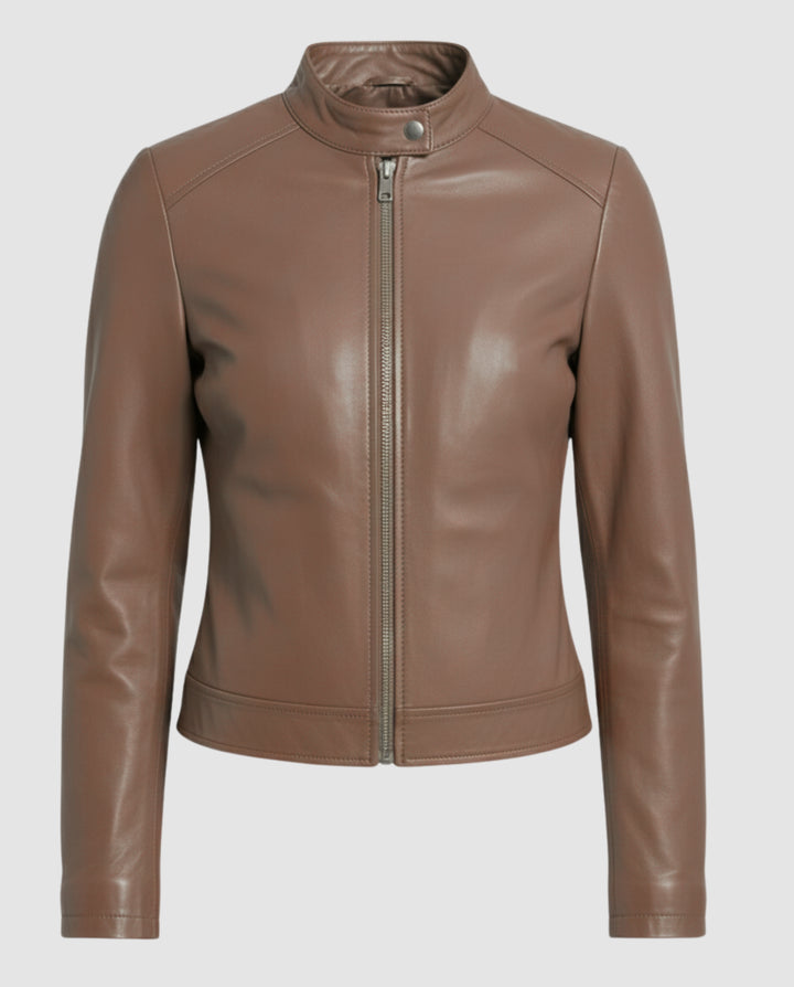 Elegante Lederjacke für Damen – Taillierter Schnitt und Reverskragen 9