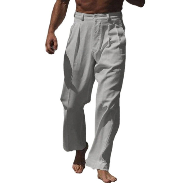 Elegante Leinenhose weiter Schnitt hoher Komfort fuer Herren 5