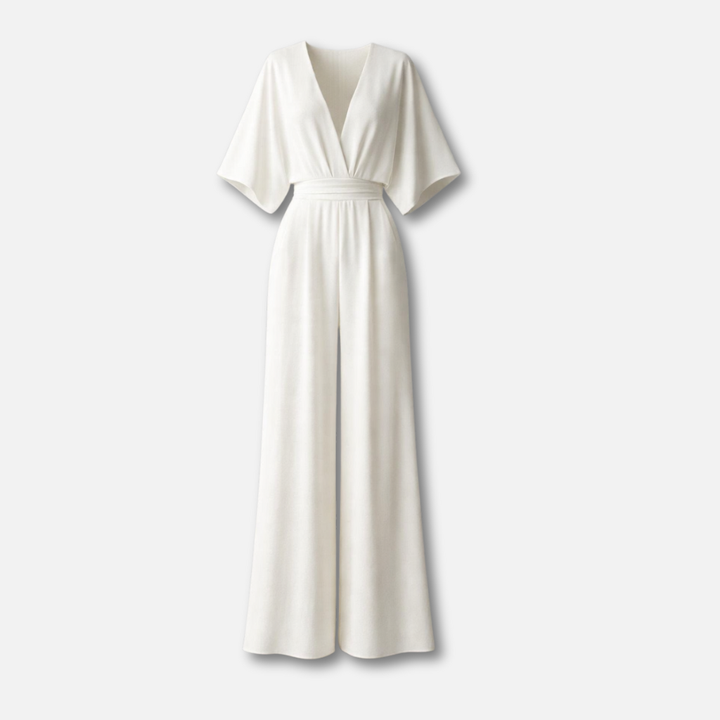 Eleganter Jumpsuit mit weitem Bein und tiefem Ausschnitt für Damen