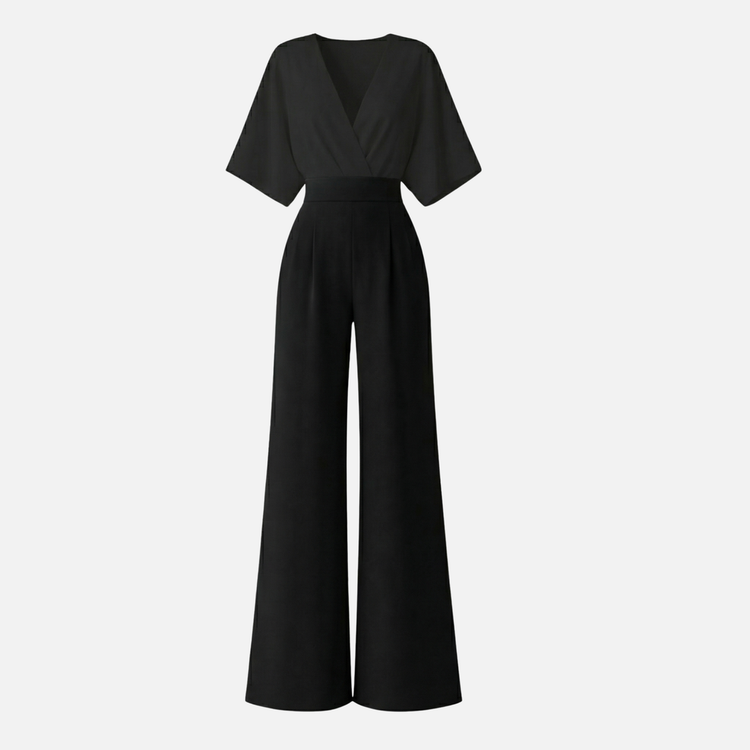 Eleganter Jumpsuit mit weitem Bein und tiefem Ausschnitt für Damen