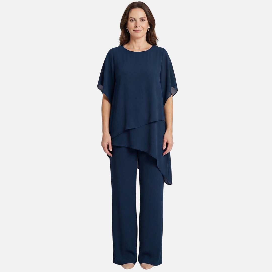 Elegantes Set Drapierte Palazzo-Hose mit Oberteil für Damen