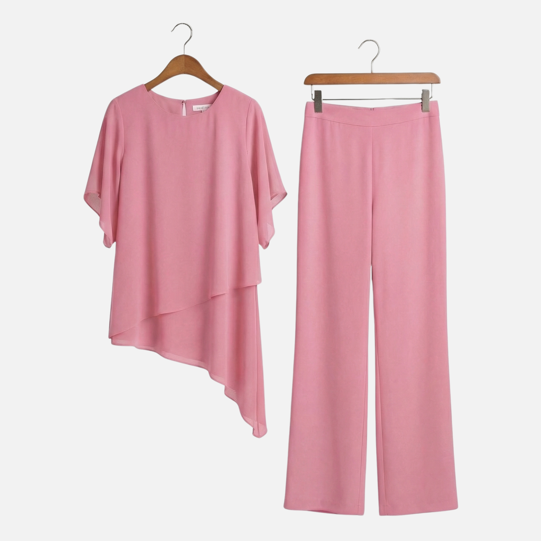 Elegantes Set Drapierte Palazzo-Hose mit Oberteil für Damen