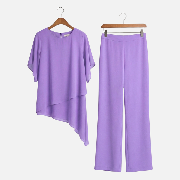 Elegantes Set Drapierte Palazzo-Hose mit Oberteil für Damen