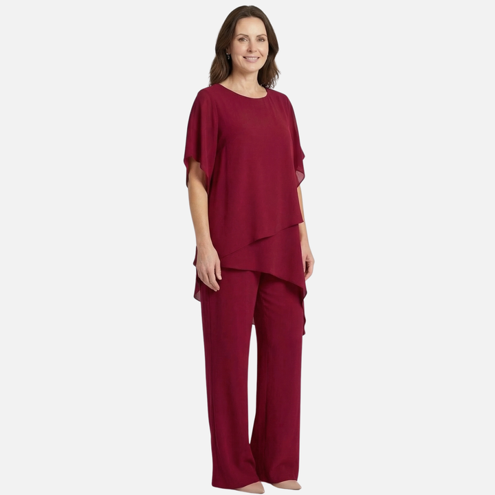 Elegantes Set Drapierte Palazzo-Hose mit Oberteil für Damen