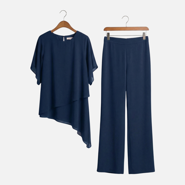 Elegantes Set Drapierte Palazzo-Hose mit Oberteil für Damen