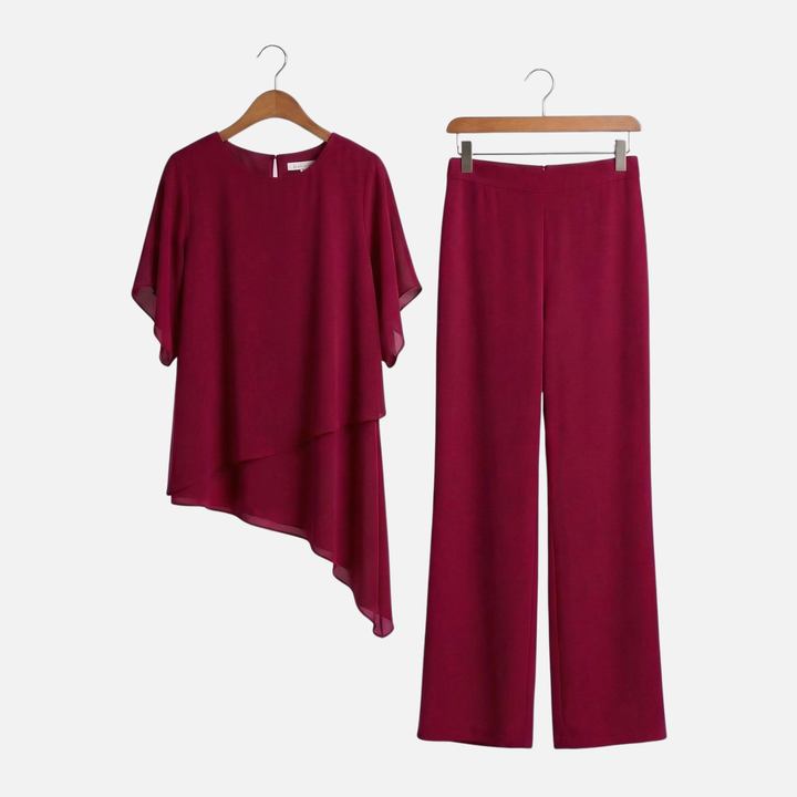 Elegantes Set Drapierte Palazzo-Hose mit Oberteil für Damen