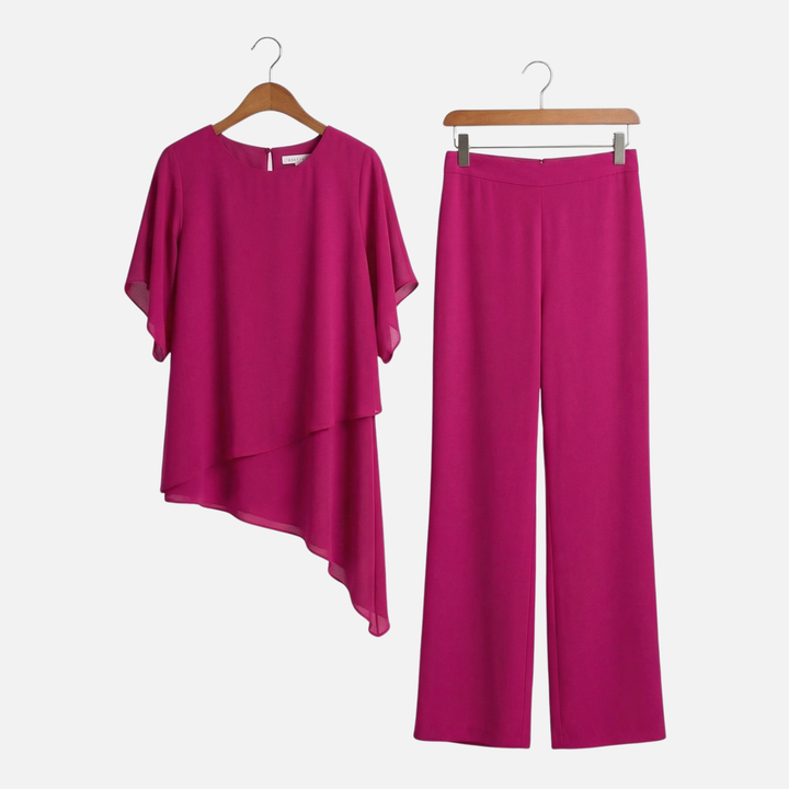 Elegantes Set Drapierte Palazzo-Hose mit Oberteil für Damen