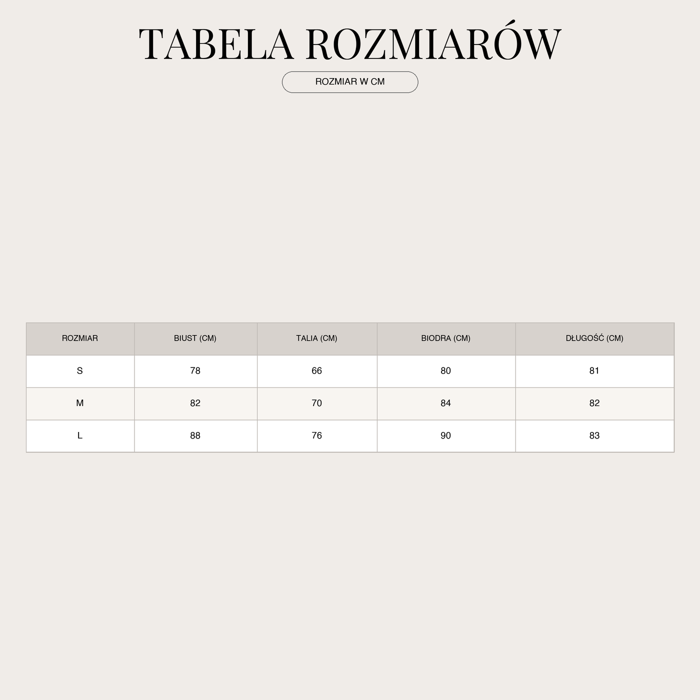 Dopasowana sukienka dla kobiet | Mini size chart