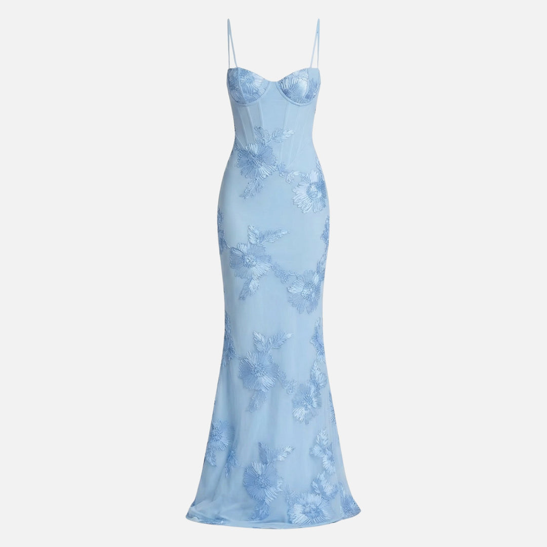 Figurbetontes Satin Maxikleid mit Korsagen-Top für Damen
