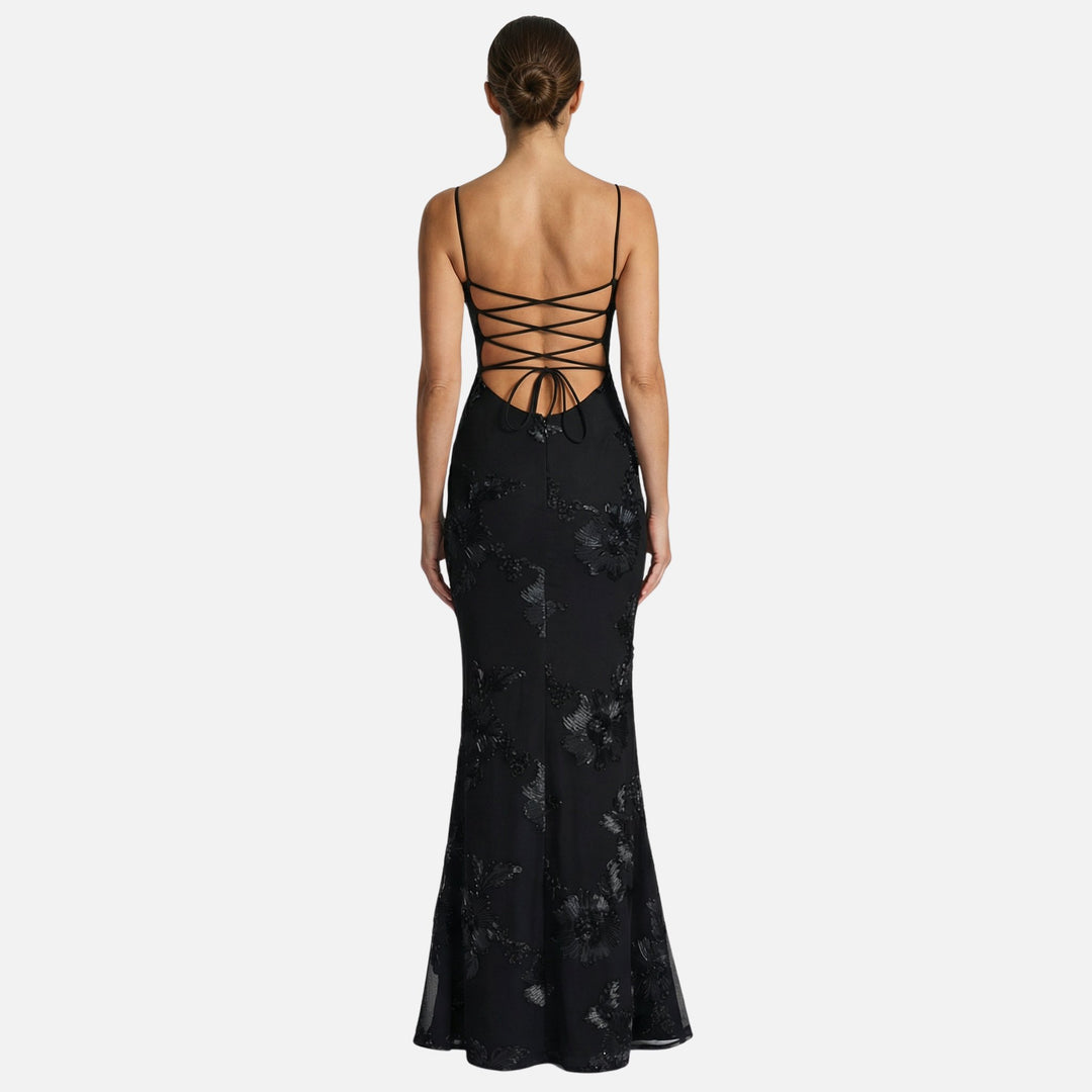 Figurbetontes Satin Maxikleid mit Korsagen-Top für Damen