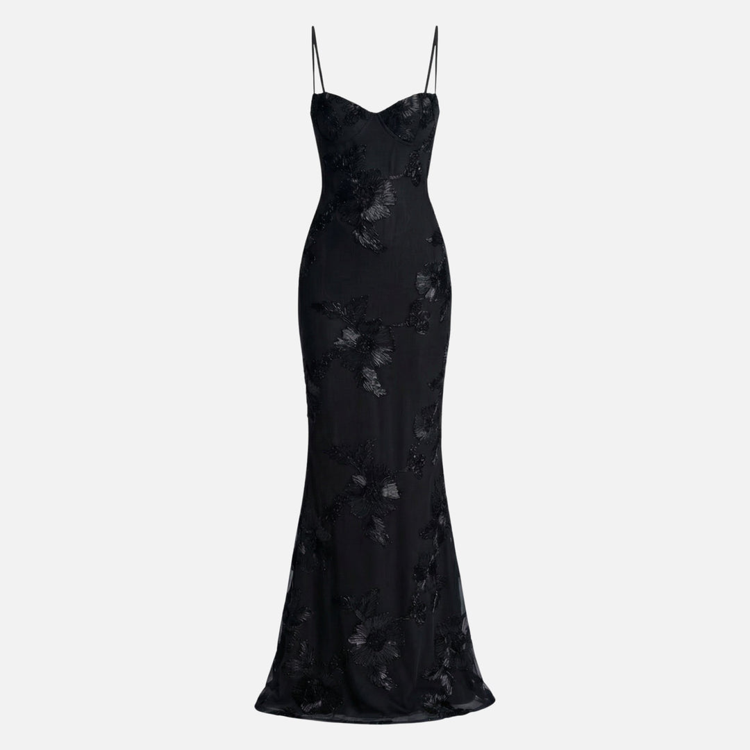 Figurbetontes Satin Maxikleid mit Korsagen-Top für Damen