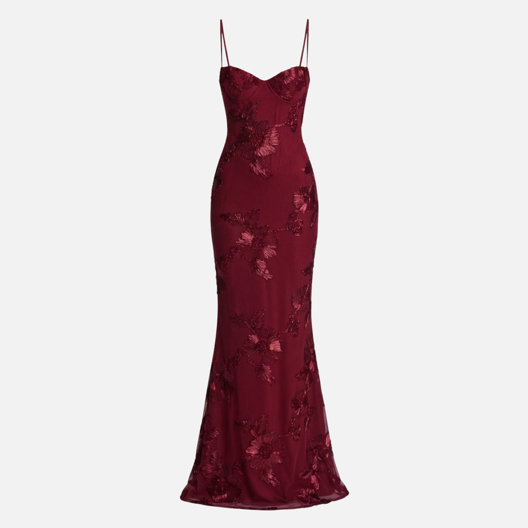 Figurbetontes Satin Maxikleid mit Korsagen-Top für Damen