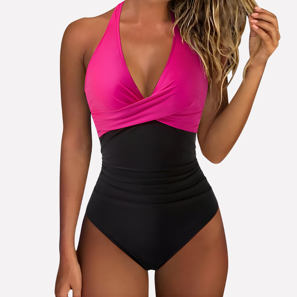 Figurformender Badeanzug für Damen – Halterneck mit V-Ausschnitt 2