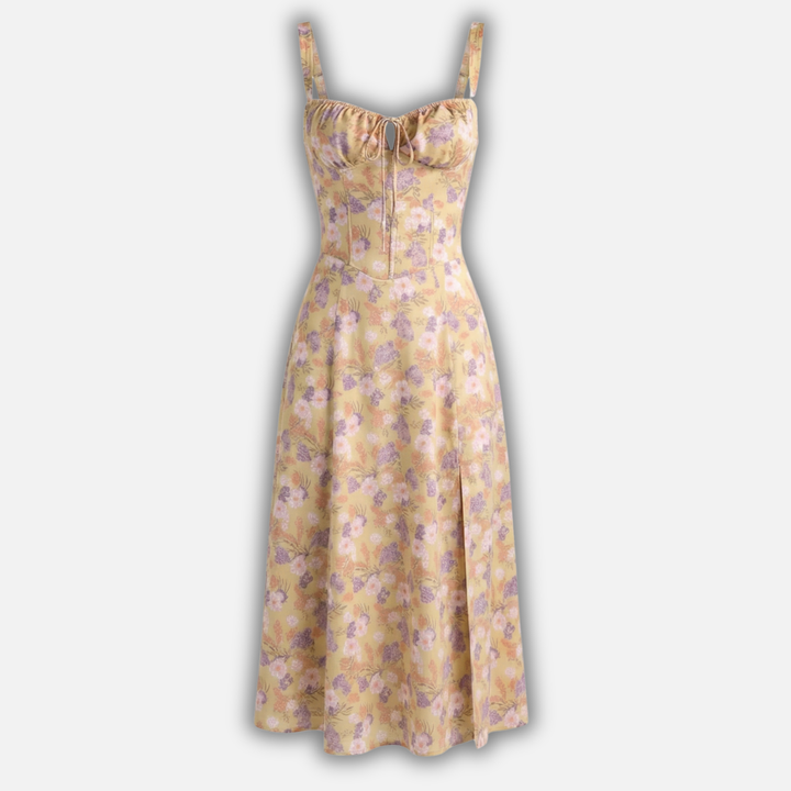 Elegantes Korsett-Midi-Kleid mit Seitenschlitz für Damen