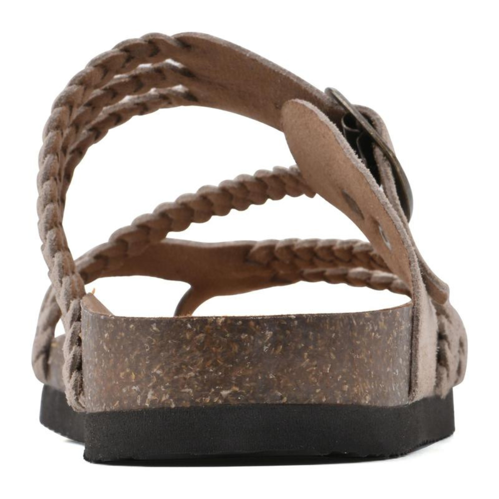 Flache Wildleder Sandalen mit geflochtener Schnalle fuer Damen 6