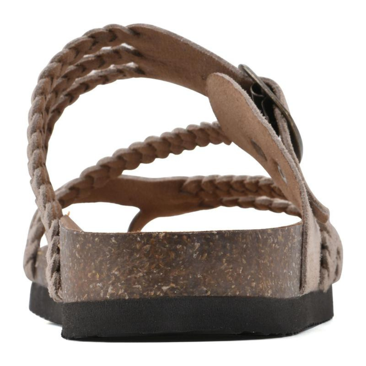 Flache Wildleder Sandalen mit geflochtener Schnalle fuer Damen 6