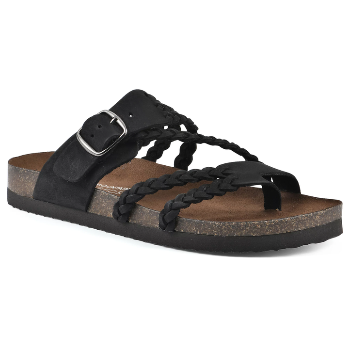 Flache Wildleder Sandalen mit geflochtener Schnalle fuer Damen 7