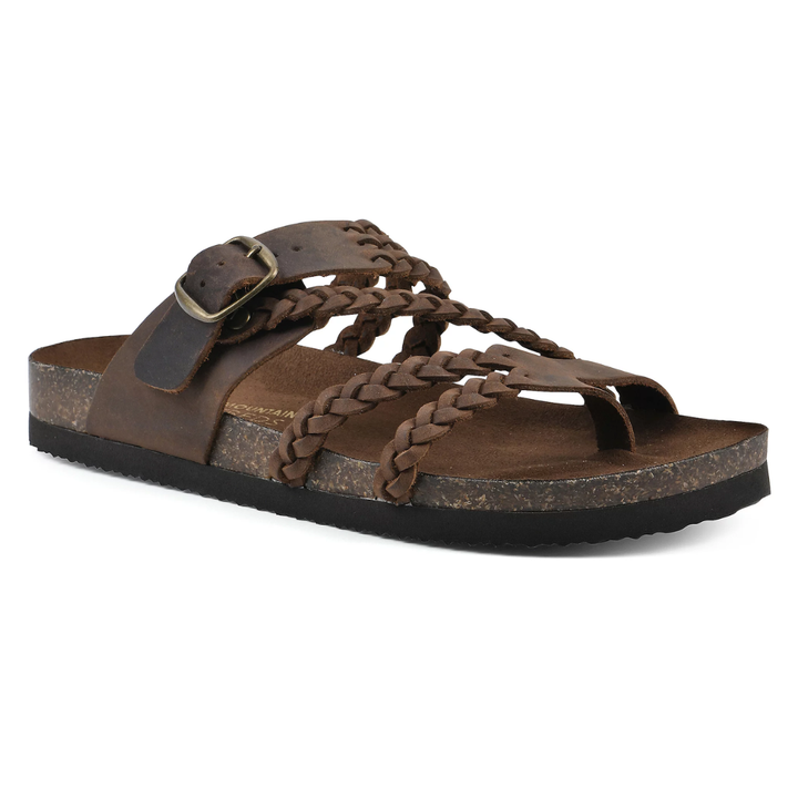 Flache Wildleder Sandalen mit geflochtener Schnalle fuer Damen 8
