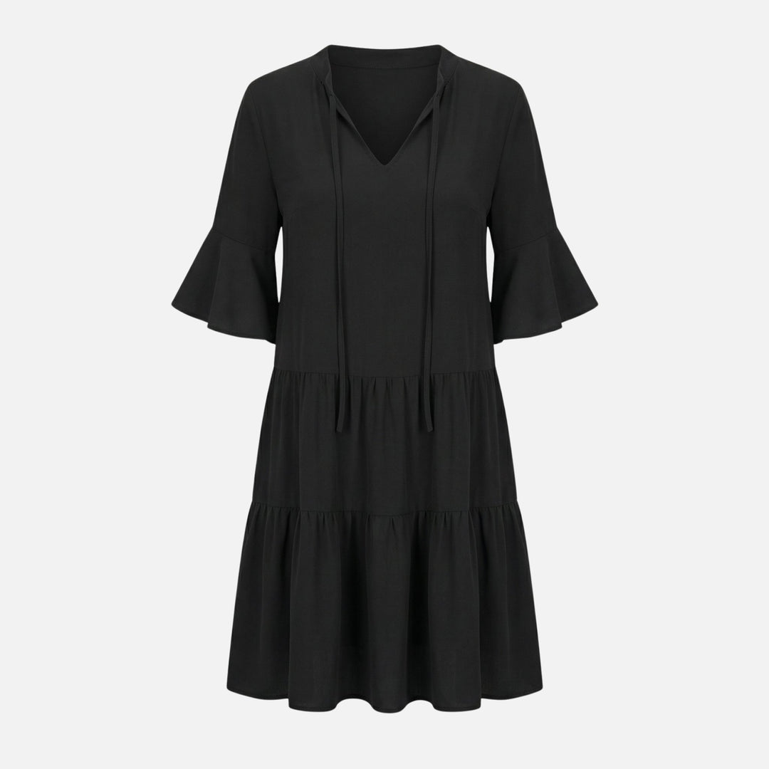 Fließendes Midikleid mit Leoparden-V-Ausschnitt für Damen
