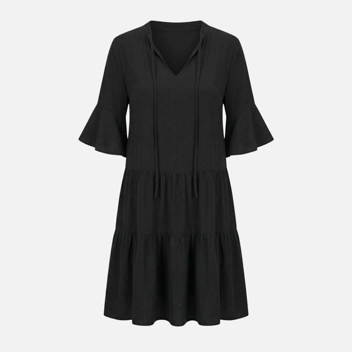 Fließendes Midikleid mit Leoparden-V-Ausschnitt für Damen